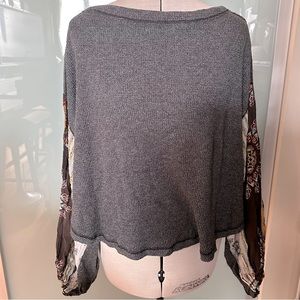 NWT Free People gray waffle knit long sleeve shirt